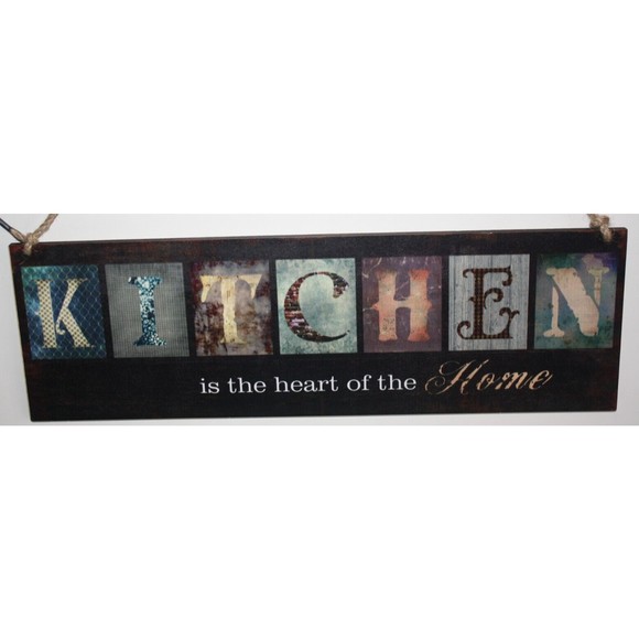 Kitchen Wall Decor Hanging "Kitchen is the heart of the home" Plaque Colorful - Picture 1 of 3